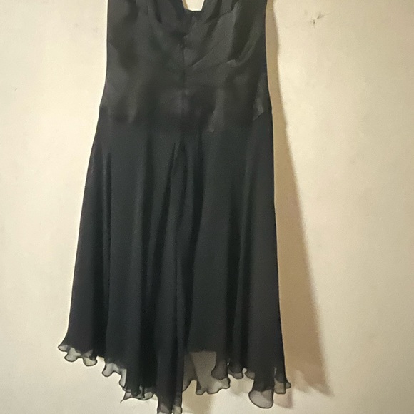 ABS Evening by Allen Swartz Black Chiffon and Satin Feel Vintage Style Dress - Picture 10 of 15
